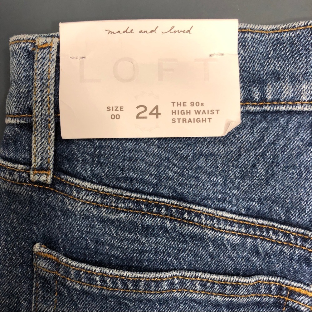 NEW LOFT The 90s Straight Ankle Distressed Women’s Jean Indigo Wash Size 24 - Picture 7 of 13